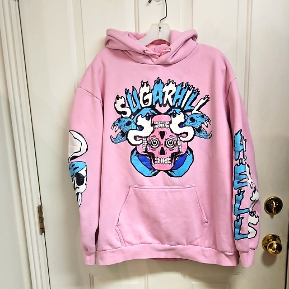 Sugarhill Other - SUGARHILL Hell Cats Pink Graphic Hoodie with Skull Design
